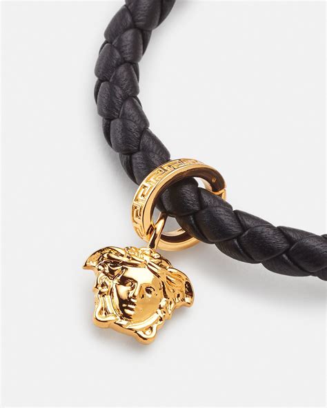 versace gold bangles|versace braided leather charm bracelet.